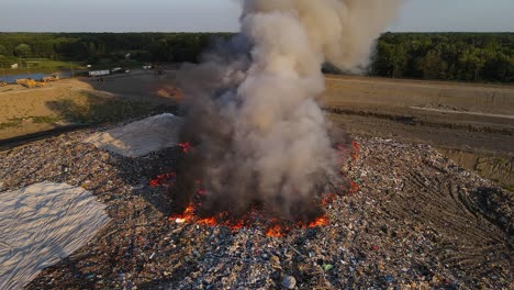 Smoke rises from burning Woodland Meadows Landfill in Romulus, MI, USA