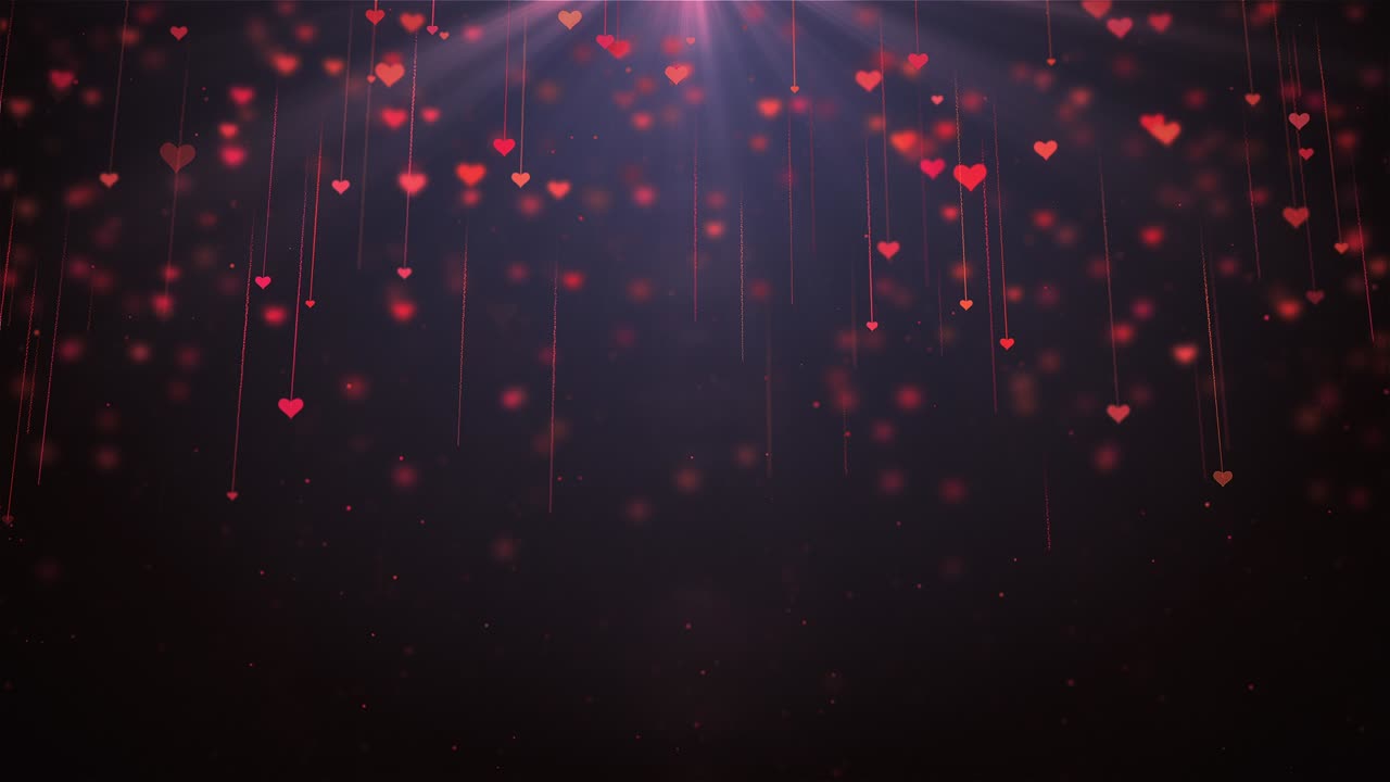 el corazón lloviendo para el día de san valentín con la luz en negro