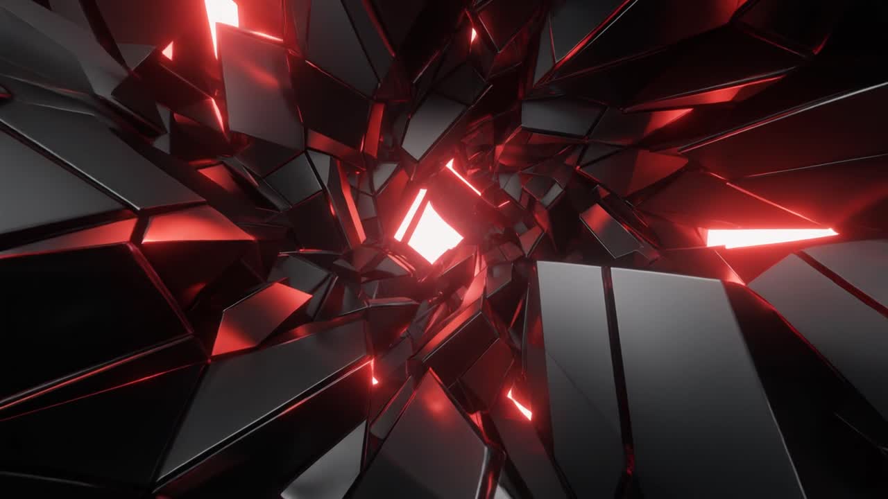 Dynamiske Abstrakte Geometriske Fragmenter med Rødt Glødende Lys