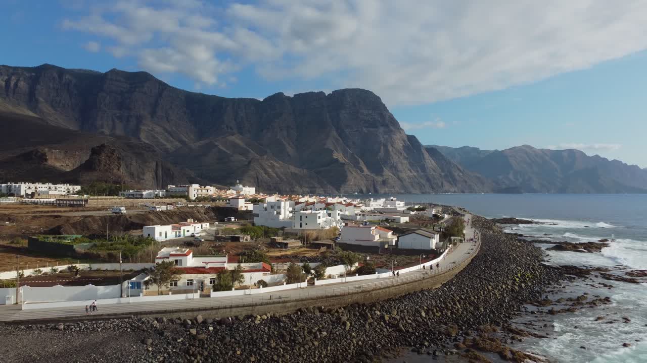 Scenic coastal landscape with mountains in the background of Puerto de las Nieves - Gran Canaria