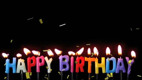 animation of confetti falling over happy birthday candles