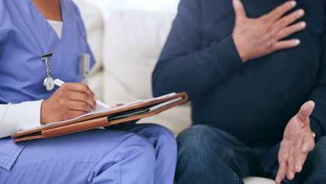 hands, documents or writing with a nurse