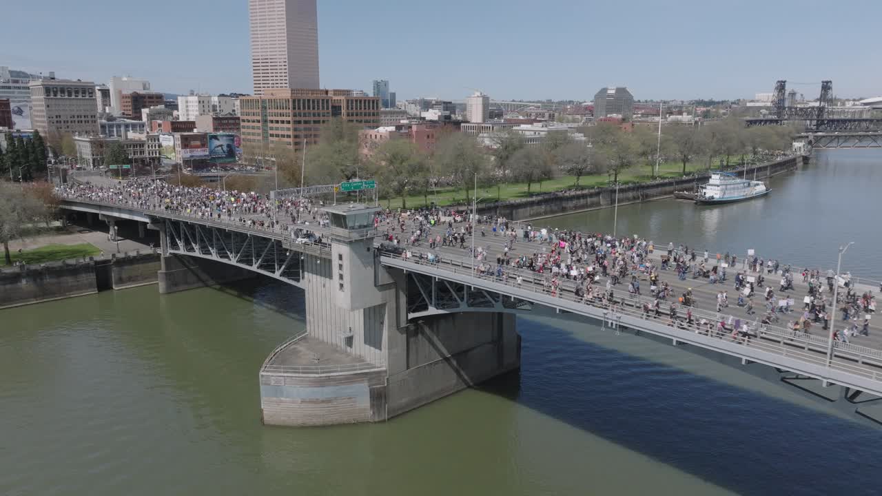 Drone shot of Portland, Oregon sign.