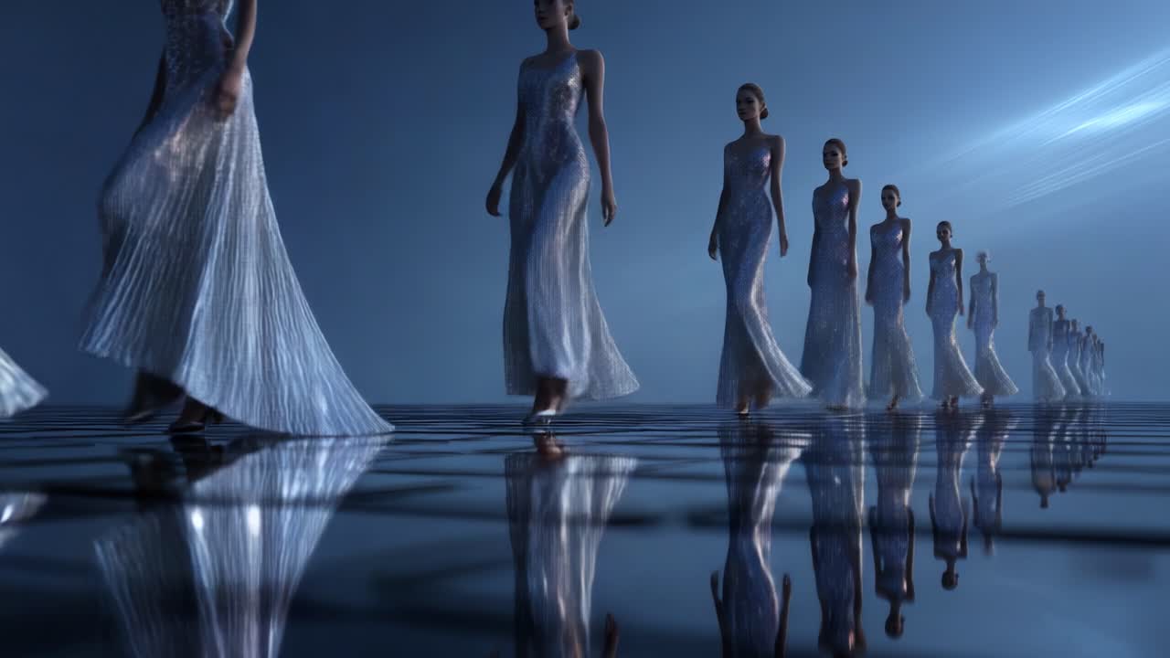 Fashion Show with Elegant Evening Gowns