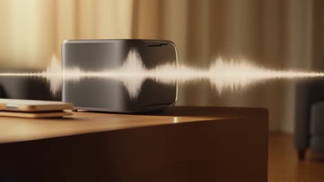 smart speaker with sound wave visualization