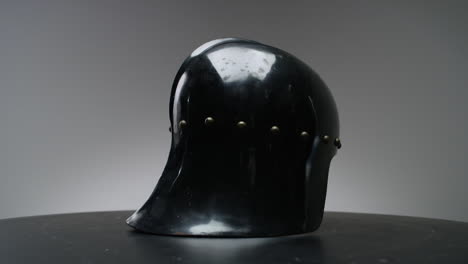 black knight soldier helmet close up shot