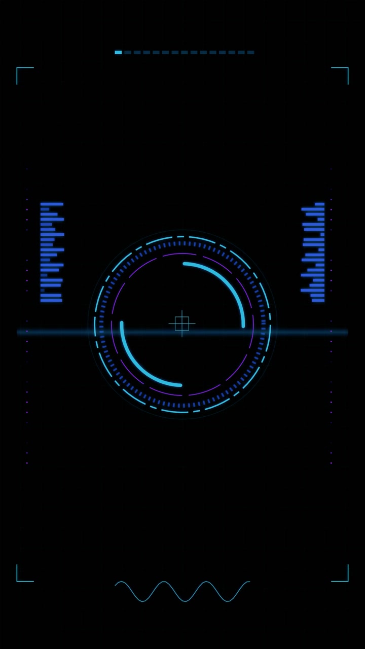 Futuristic Digital HUD Interface with Rotating Circular Scanner