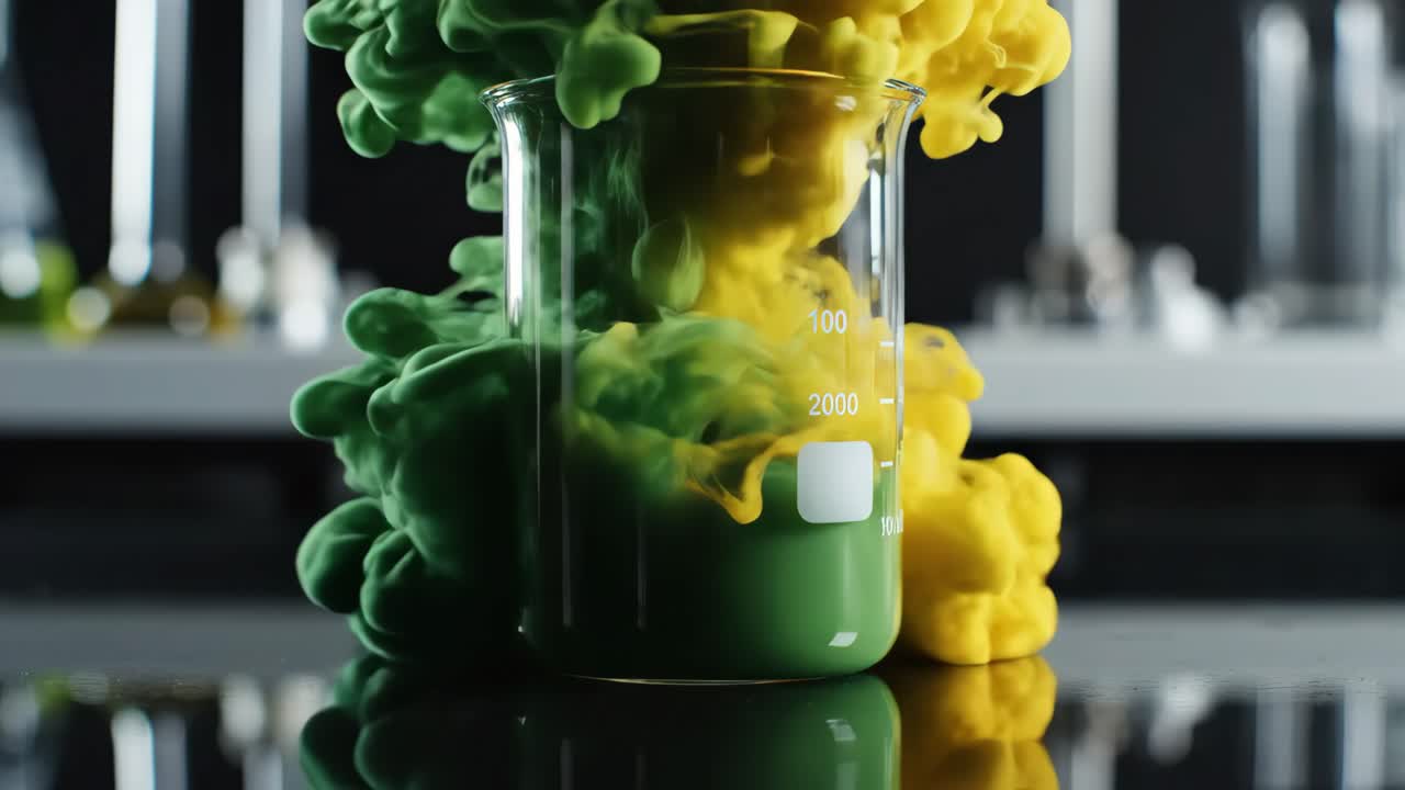 Green and Yellow Smoke in a Beaker