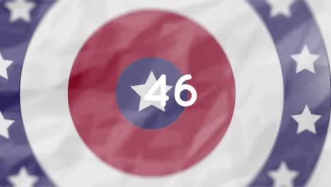 animación de números que crecen sobre las estrellas de la bandera estadounidense y coloreados en círculos