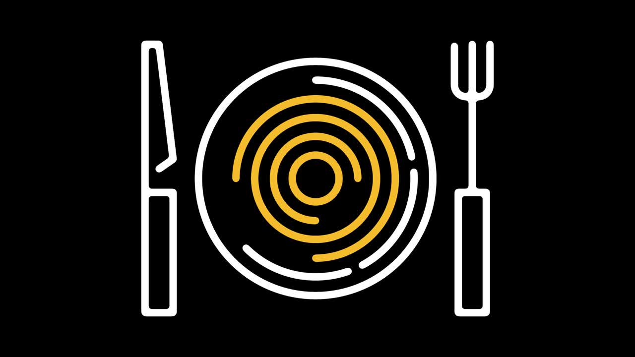 animación del icono de la línea de menú del restaurante con alfa