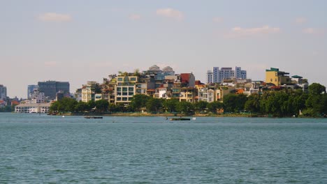 view of yeh phu island from tay ho lake in hanoi, vietnam