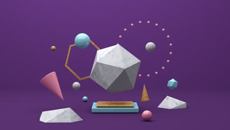 grupo de formas coloridas en movimiento. animación abstracta, renderizado en 3d.