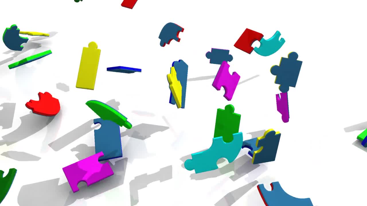 타이틀 협력을 보여주는 3d 다채로운 퍼즐