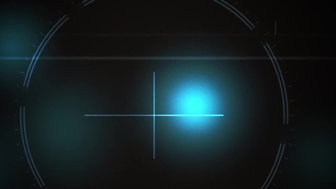 Futuristic HUD Crosshair with Moving Lens Flares and Scanning Lights