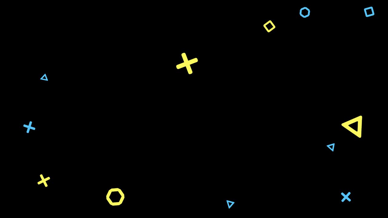 4k Looped simple rotating and flashing geometric shapes overlay with alpha channel