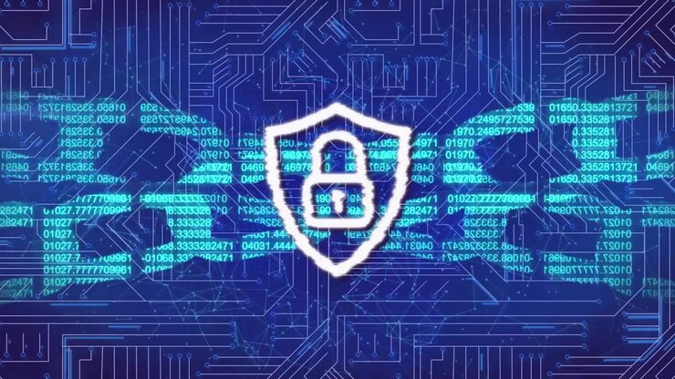 Animation of network of connections over padlock