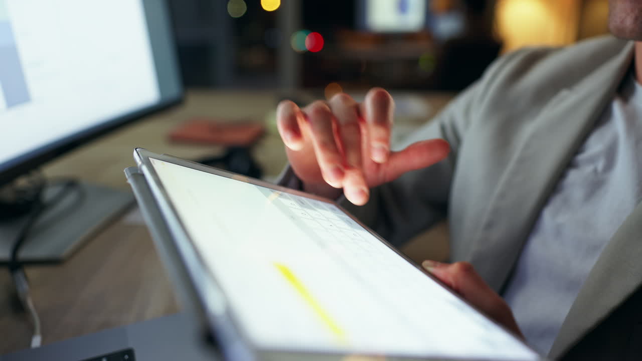 Person using a tablet in an office setting