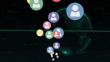 animation of social media icons over statistics