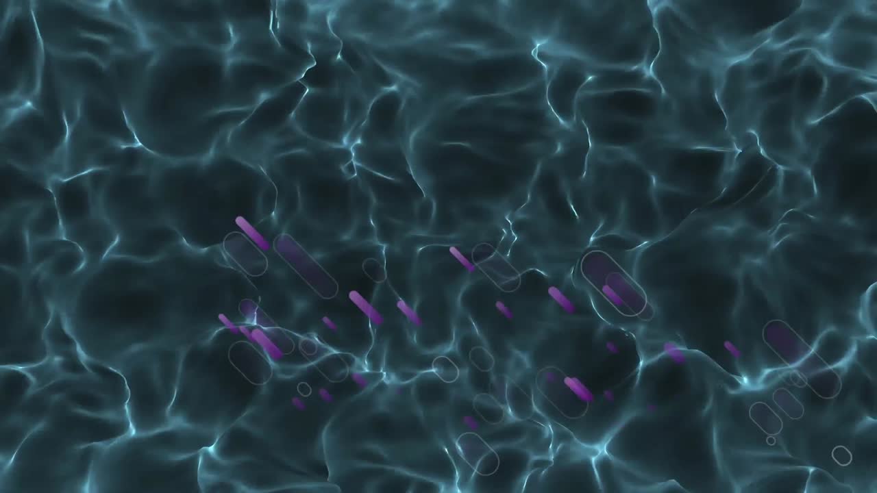 animación de rastros de luz púrpura sobre un fondo líquido azul