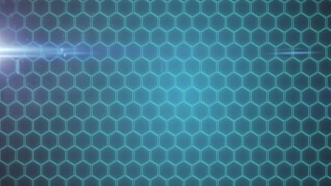 animation of light spots and hexagons on blue background