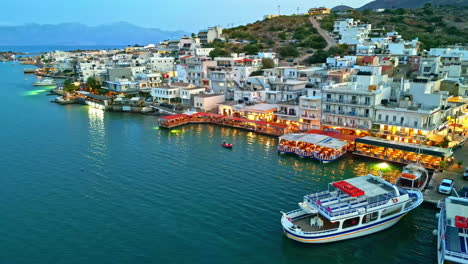 elounda port parking at sunset in schisma eloundas, crete, greece