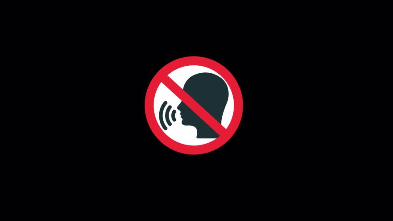 Animated No Talking or Mute Icon on Black Background