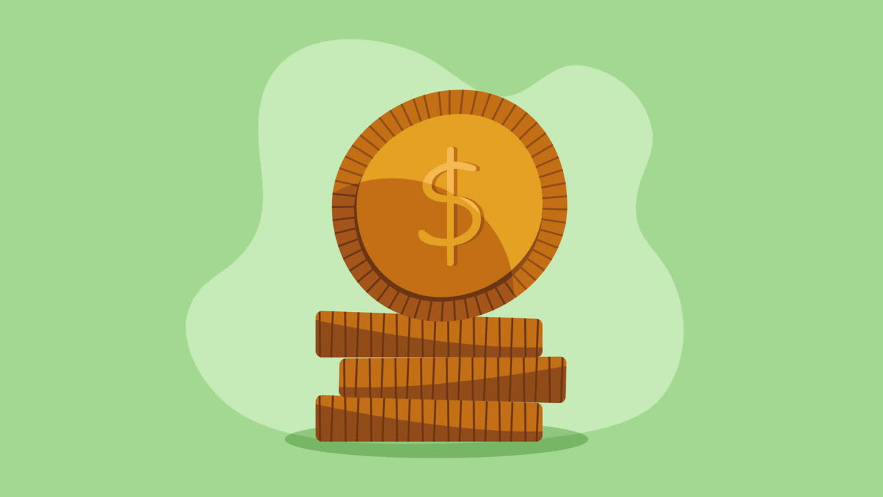 Tumpukan Koin dengan Tanda Dolar