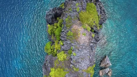 aerial top down shot of north rock dive site, el nido, palawan, philippines