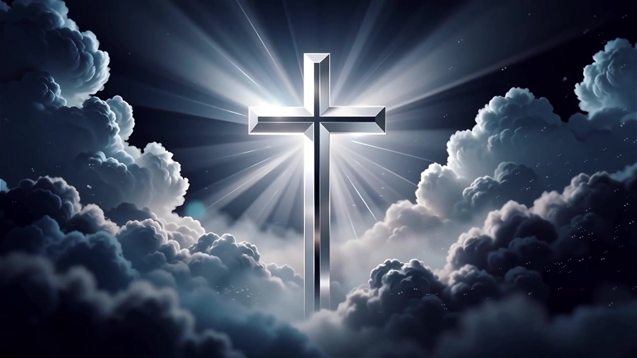 Christian Cross Heavenly Light Worship Background