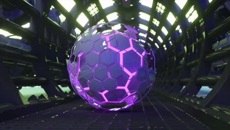 futuristic sphere in a sci-fi tunnel