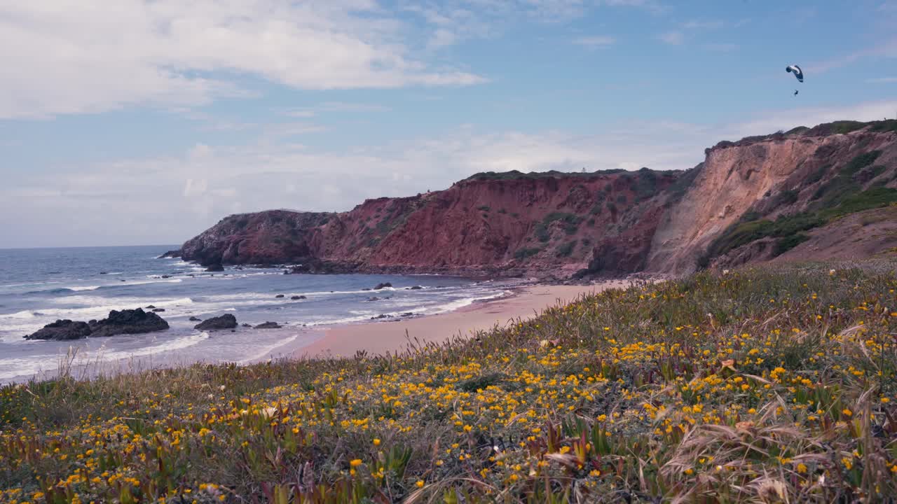 Tranquil Scenery Of The Beach, Praia do Amado In Portugal - Wide Shot