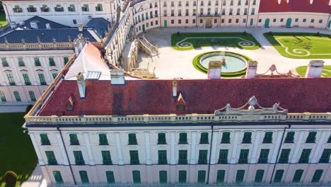 Eastern-Aerial-View-of-Eszterhaza-Palace-in-Fertod,-Hungary