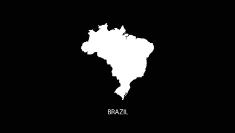 digital revealing and zooming in on brazil country map alpha video with country name revealing background | brazil country map and title revealing alpha video for editing template conceptual