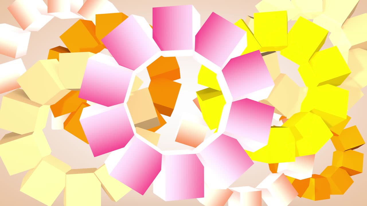 회전하는 큐브에서 추상적인 그래픽 배경, 3d 렌더링