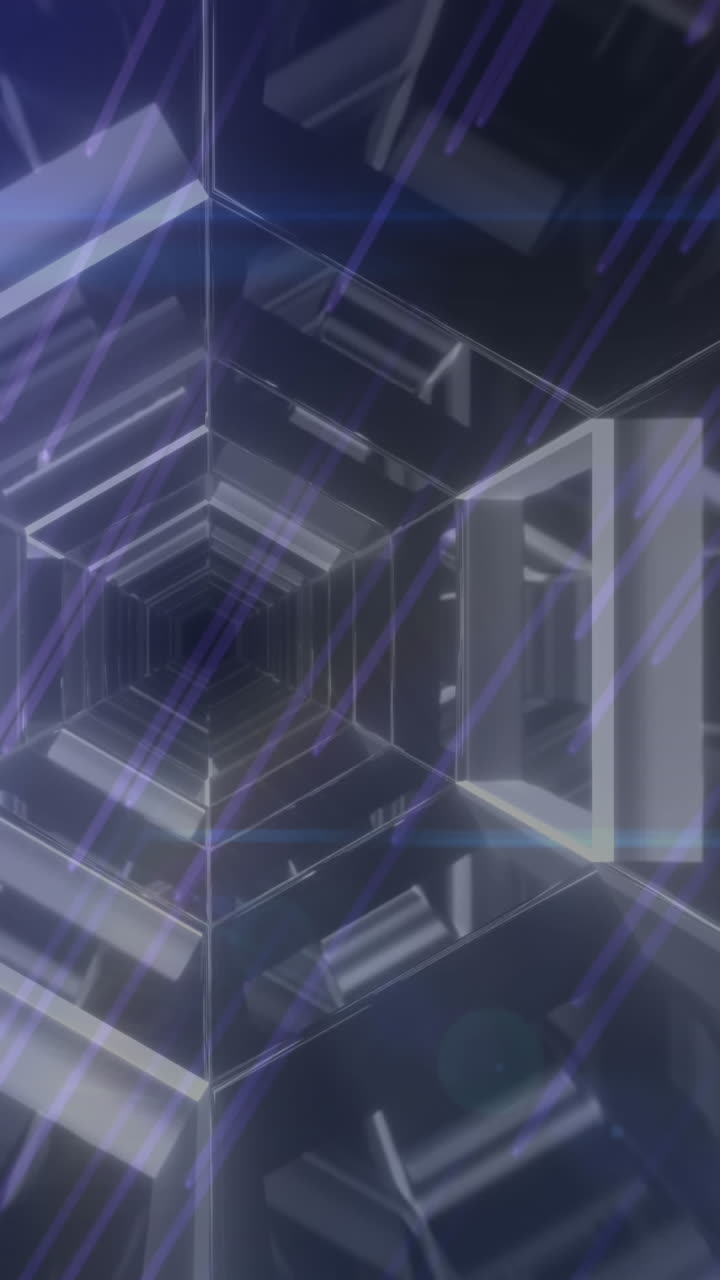 Animation of light trails over digital tunnel