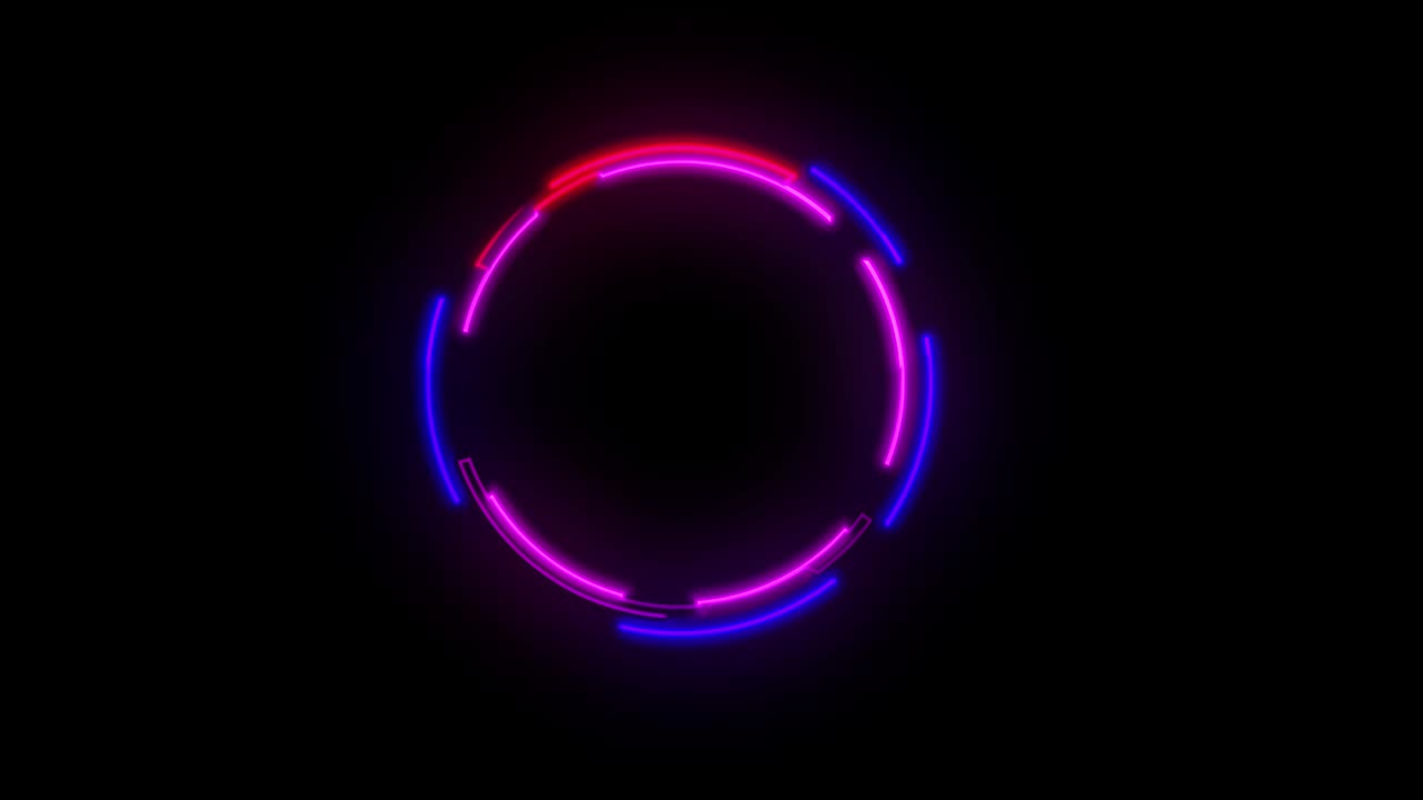 patrón sin costuras de neón popular. formas geométricas 2d con contorno móvil de neón. video 4k.