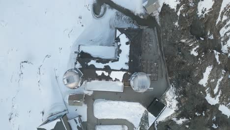 Top-Down-Aerial-View-of-Gornergrat-Observation-Platform-in-Swiss-Alps