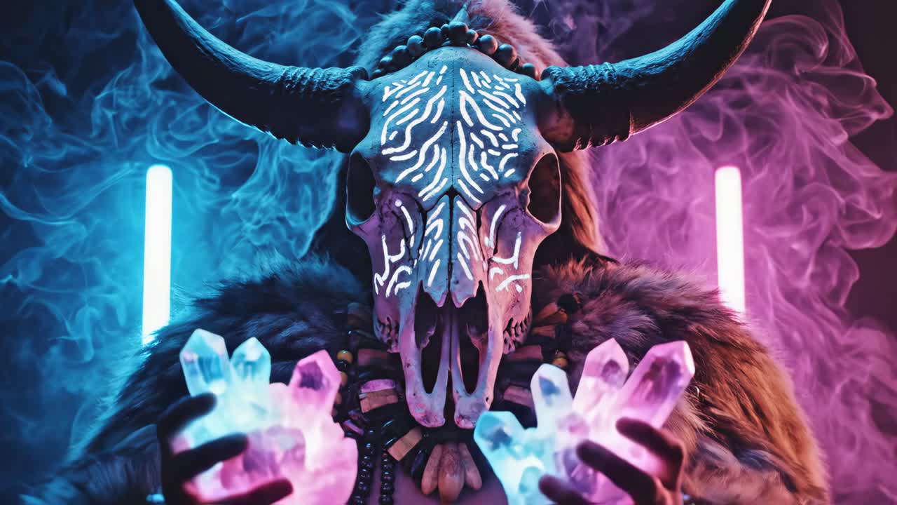 Shaman with Skull and Crystals