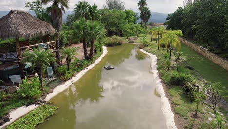 aerial view over the lake in the midst of ecotourism in etla, oaxaca