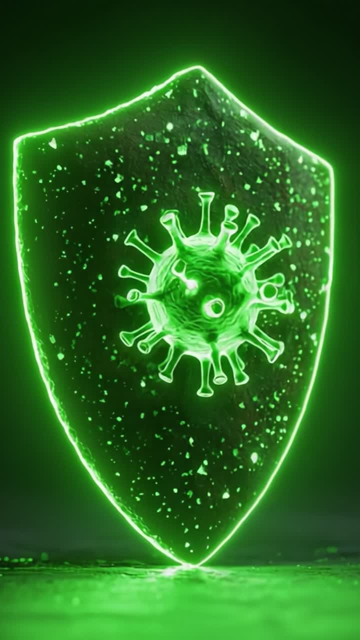 A Protective Shield Against Viruses: An Artistic Representation of Defense Mechanisms in the Face of Disease, Highlighting the Importance of Health Safety