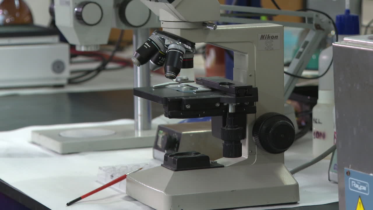 microscopio en un entorno de laboratorio