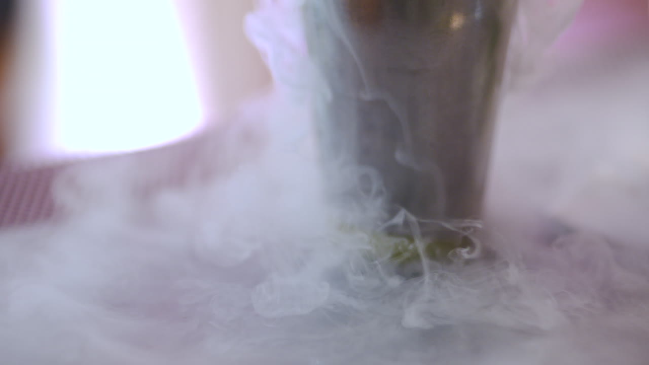 Close Up Of A Freshly Prepared Drink With Dry Ice