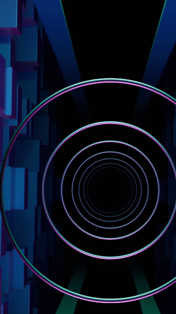 Abstract 3D Tunnel with Neon Circles