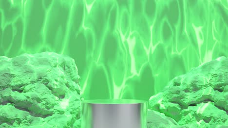 electric green energy between rocks