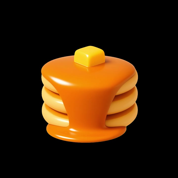 3D Animation of Syrup Pouring Over a Stack of Pancakes