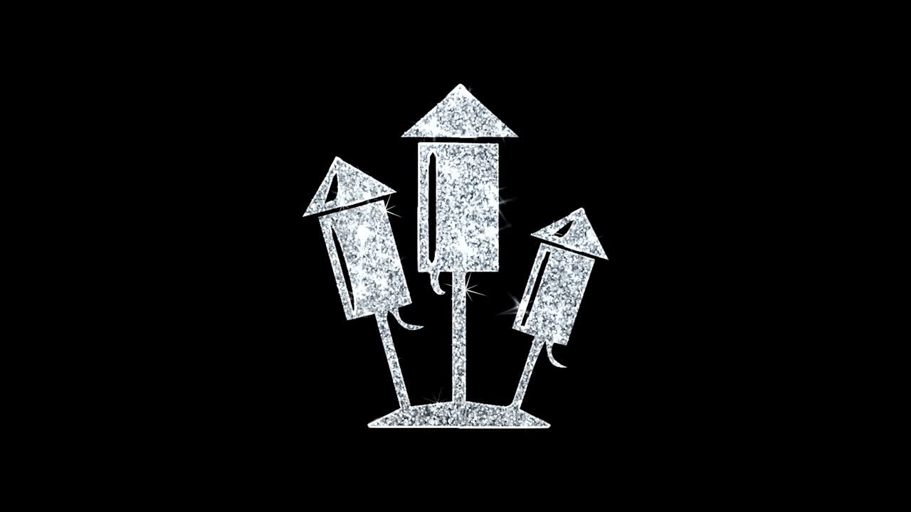 Flying firecracker Fireworks Glith Icon Shining Glitter Loop Blinking Particles .