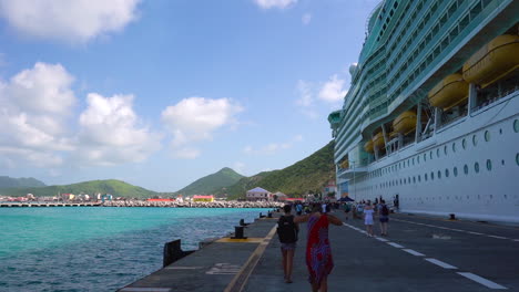 a large cruise ship anchored at a st.maarten pier in a port in puerto rico,caribbean