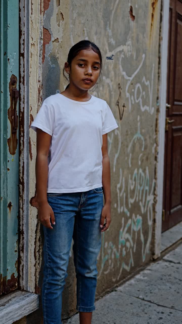 Girl standing in front of a graffiti-covered wall | Premium Stock Video ...