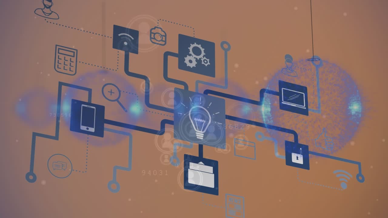 Animation of media icons over bubbles