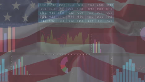 animación de la bandera estadounidense con procesamiento estadístico